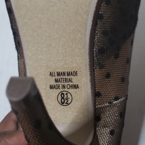 Heart In D Peep Toe Black Tan Pokadot Heels - Picture 2 of 16